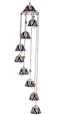  RAJ ROYAL Handcrafted 8 Bells Blue Mughal Painting  Ceramic Wind Chimes -   8 Bells, Blue Color, Ceramic, Mugal Painting, Pack of 1